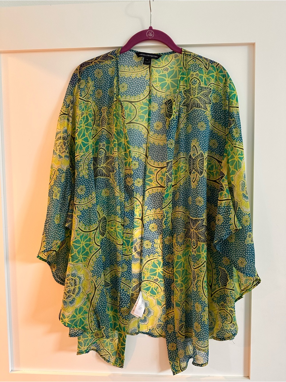 French Connection Green Yellow Blue Sheer Swim Coverup